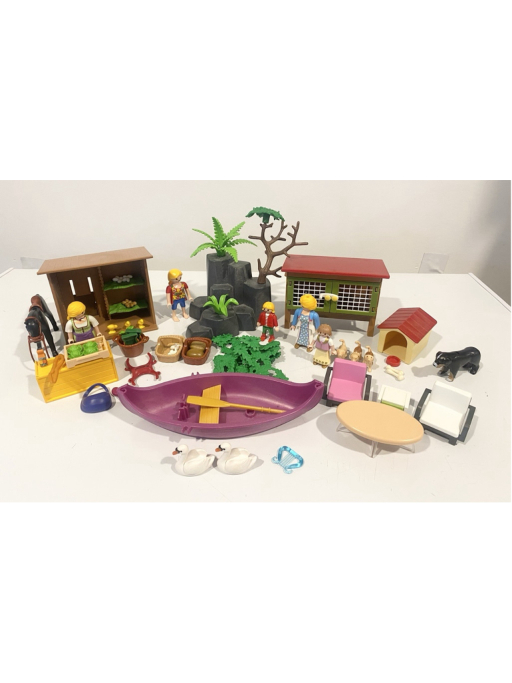 Playmobil Farm Country Animal Mixed Lot Figures Coop Boat Dogs Horse Accessories
